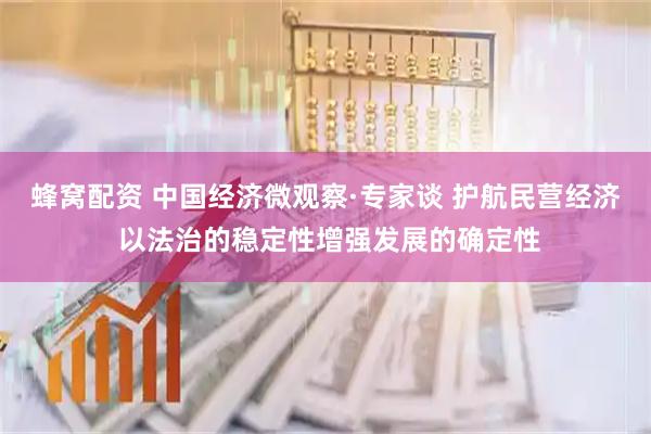 蜂窝配资 中国经济微观察·专家谈 护航民营经济 以法治的稳定性增强发展的确定性