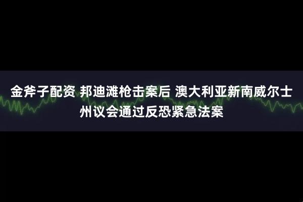 金斧子配资 邦迪滩枪击案后 澳大利亚新南威尔士州议会通过反恐紧急法案